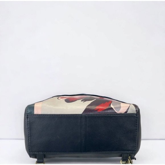 FOSSIL Camilla Small Backpack Black Floral Leather Tote - Medium in Size - Picture 5 of 7